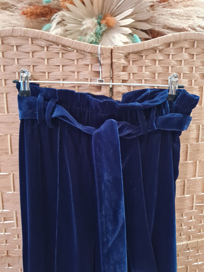 Whistles blue Velvet Trousers 12 New RRP £159