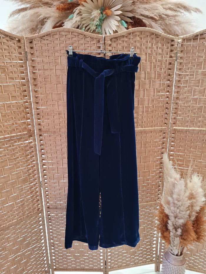 Whistles blue Velvet Trousers 12 New RRP £159