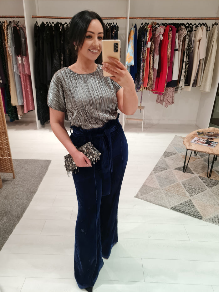Whistles blue Velvet Trousers 12 New RRP £159