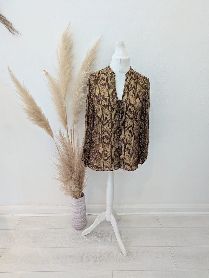 Whistles Brown Snake print Blouse 14