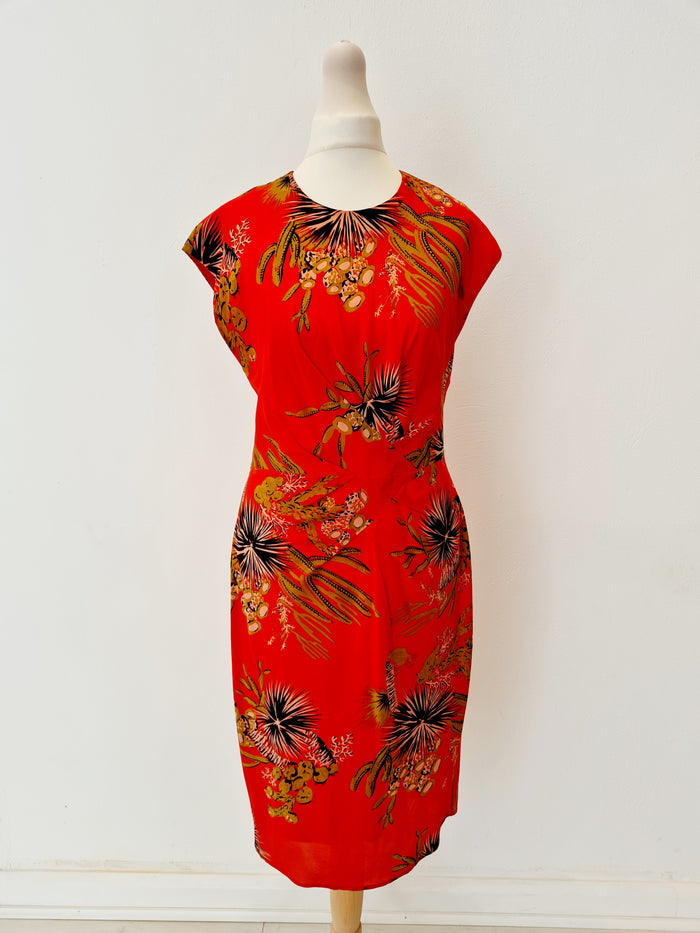 Whistles Coral Floral Zip Back Dress Size 10