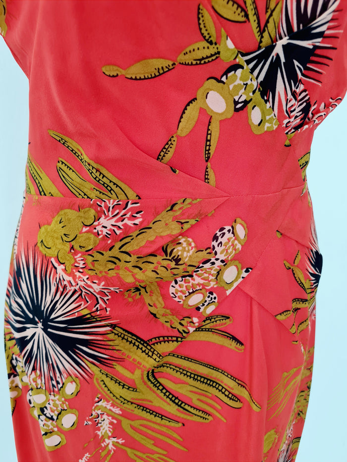 Whistles Coral Floral Zip Back Dress Size 10