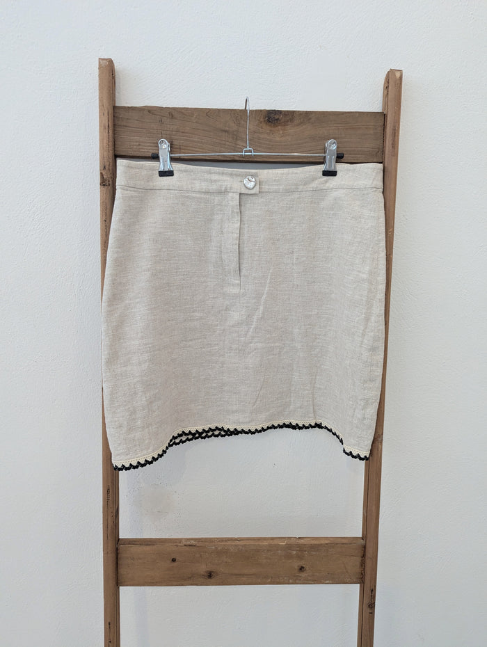 Whistles Cream Linen Blend Skirt 14