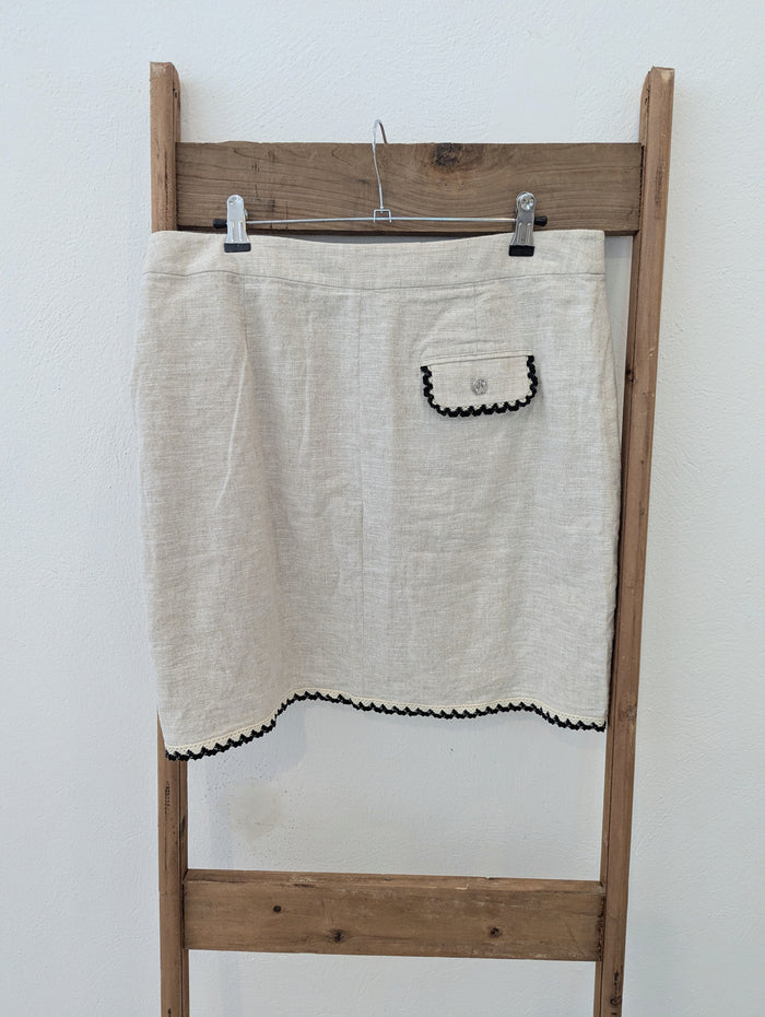 Whistles Cream Linen Blend Skirt 14