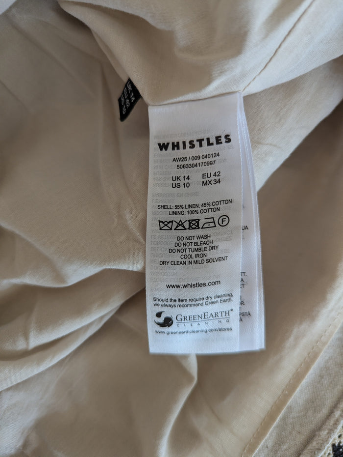 Whistles Cream Linen Blend Skirt 14