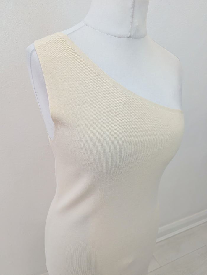 Whistles Cream One shoulder Dress M RRP £129