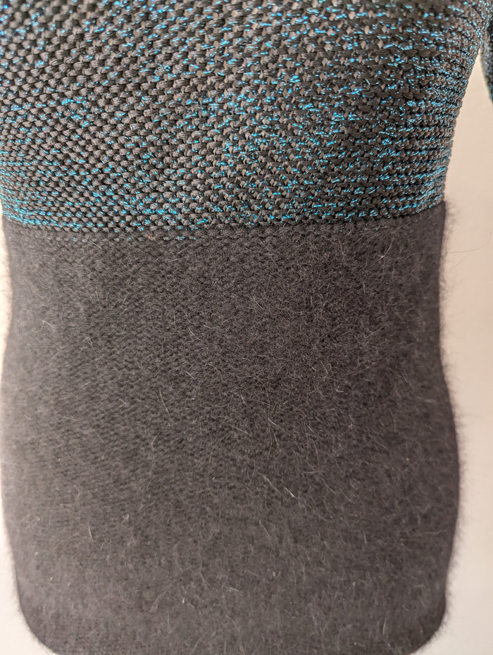 Whistles Metallic Thread Blue/Black Knit Size Small