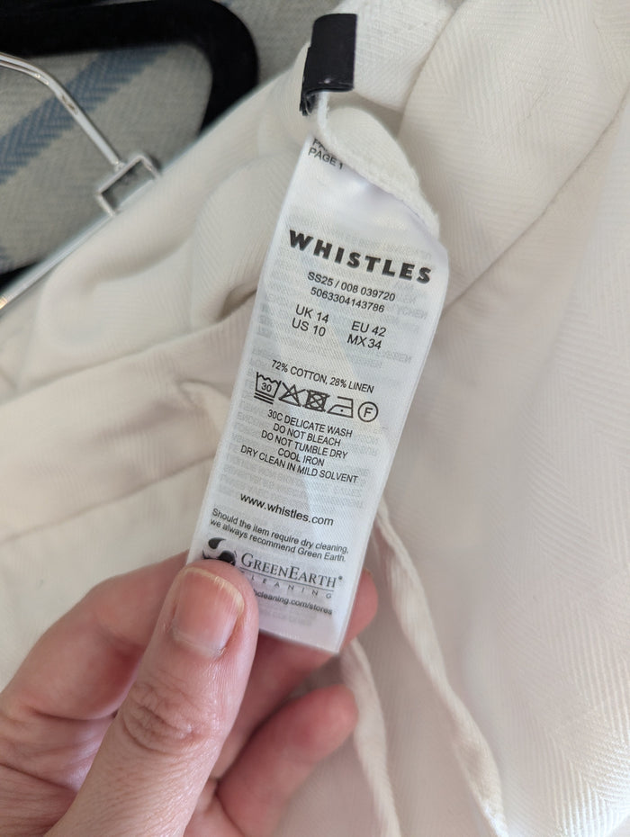 Whistles White linen Blend Trousers 14