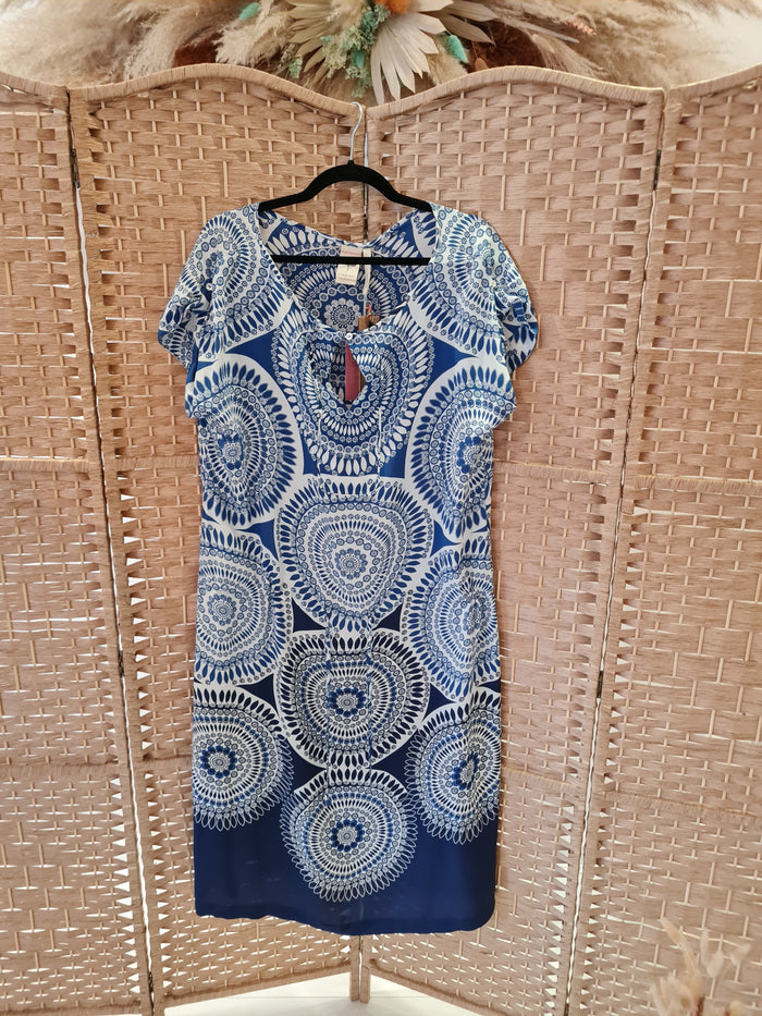 White Stuff Blue print Kaftan Tunic New 16