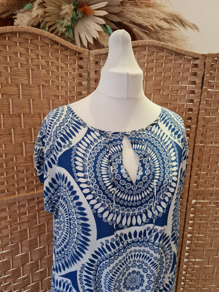 White Stuff Blue print Kaftan Tunic New 16