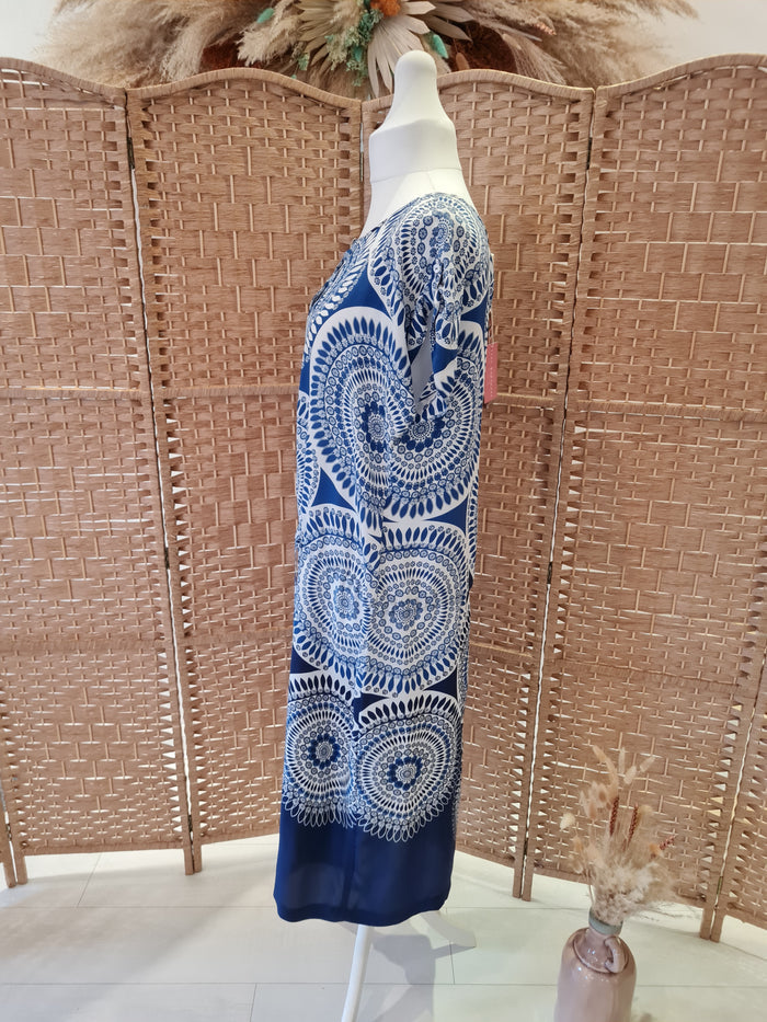 White Stuff Blue print Kaftan Tunic New 16