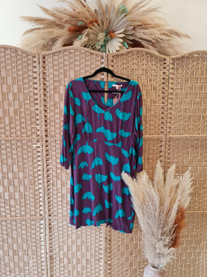 White Stuff Purple& Green Dress Size 16 New (RRP £55)