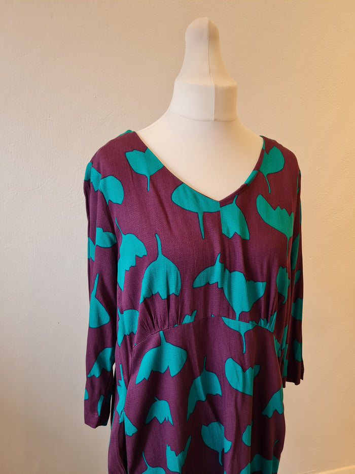 White Stuff Purple& Green Dress Size 16 New (RRP £55)