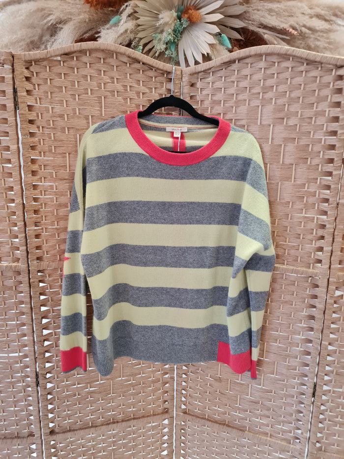 White Stuff Yellow stripe Cashmere Jumper 18