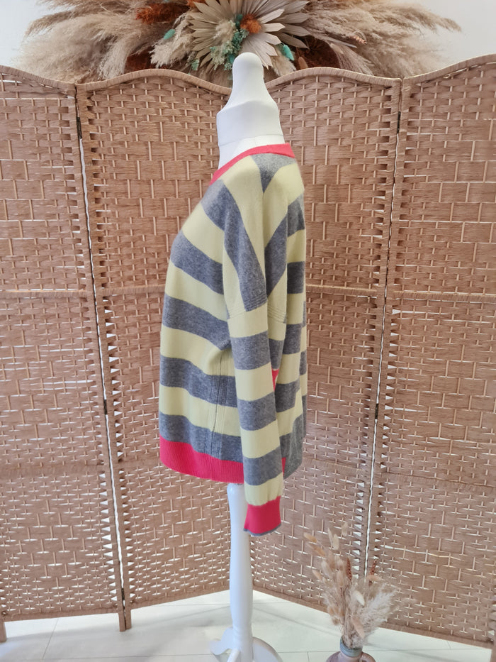 White Stuff Yellow stripe Cashmere Jumper 18
