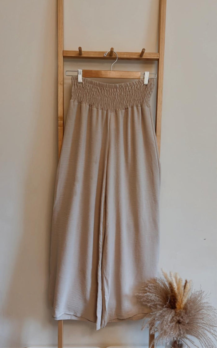 Wide Leg Palazzo Trousers Beige