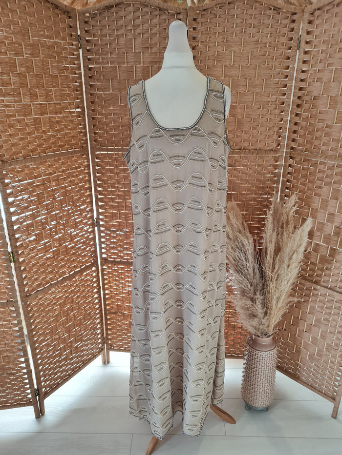 Windsmoor Taupe beaded Dress 14 New RRP £229