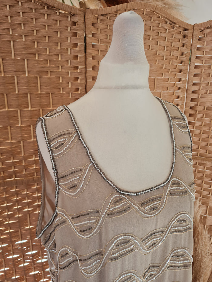 Windsmoor Taupe beaded Dress 14 New RRP £229