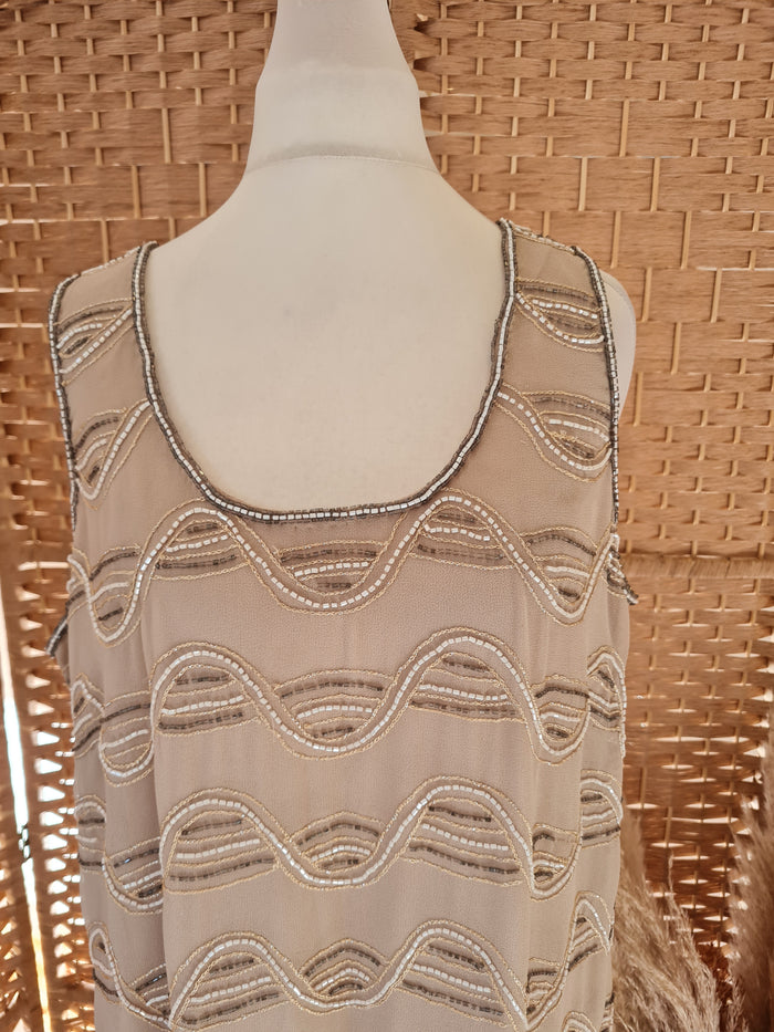 Windsmoor Taupe beaded Dress 14 New RRP £229