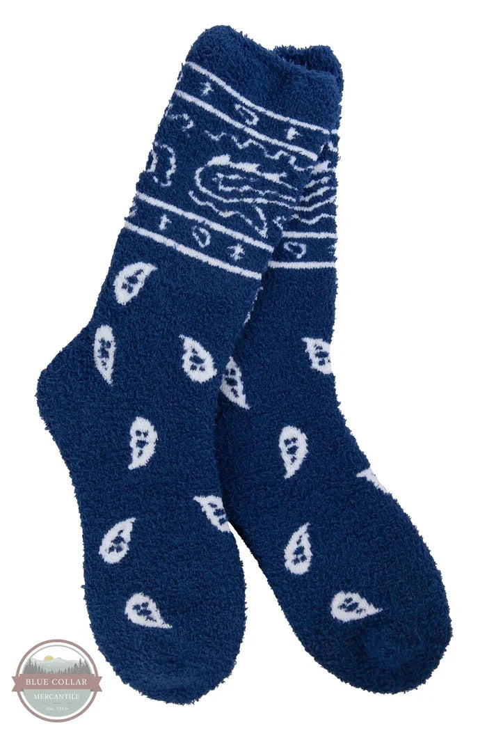 World's Softest WSCZCRW-444 Cozy Bandana Crew Sock in Navy Blue