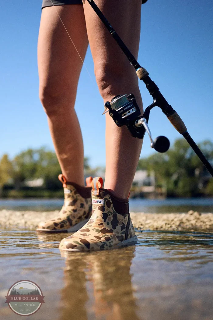 XTRATUF Women's Ankle Deck Boot Sport lifestyle photo of woman fishing