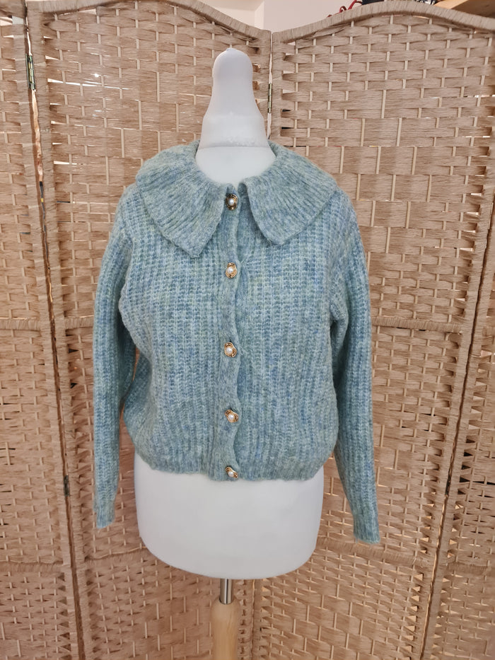 Yas Aqua Cropped Cardigan XS