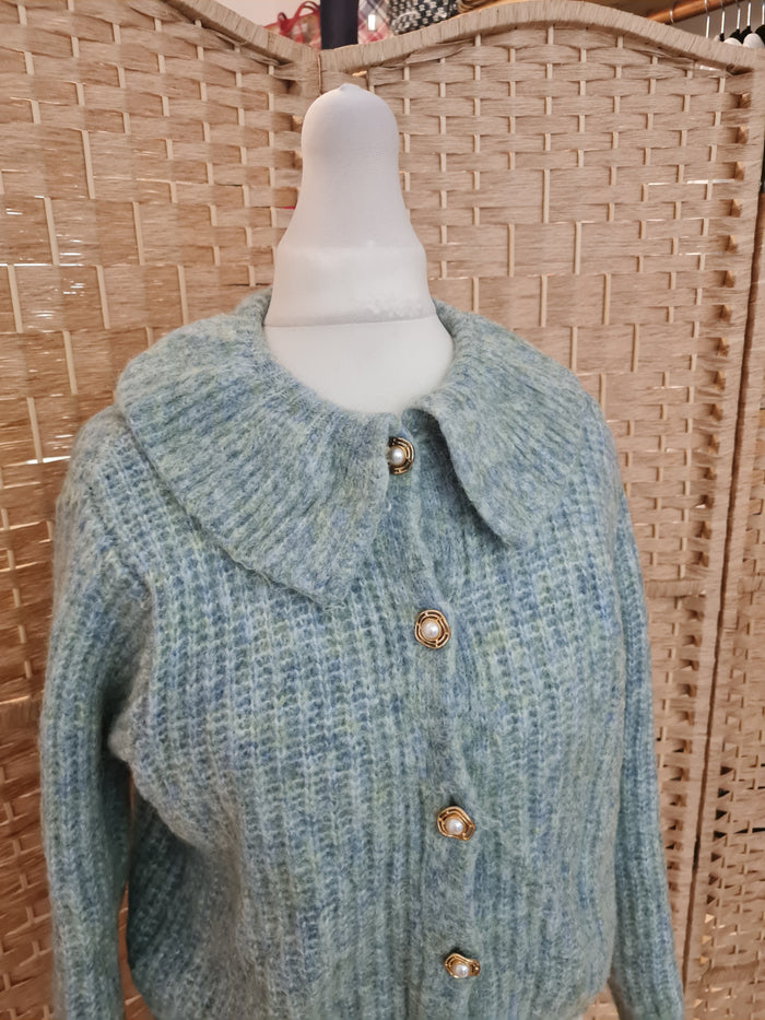 Yas Aqua Cropped Cardigan XS