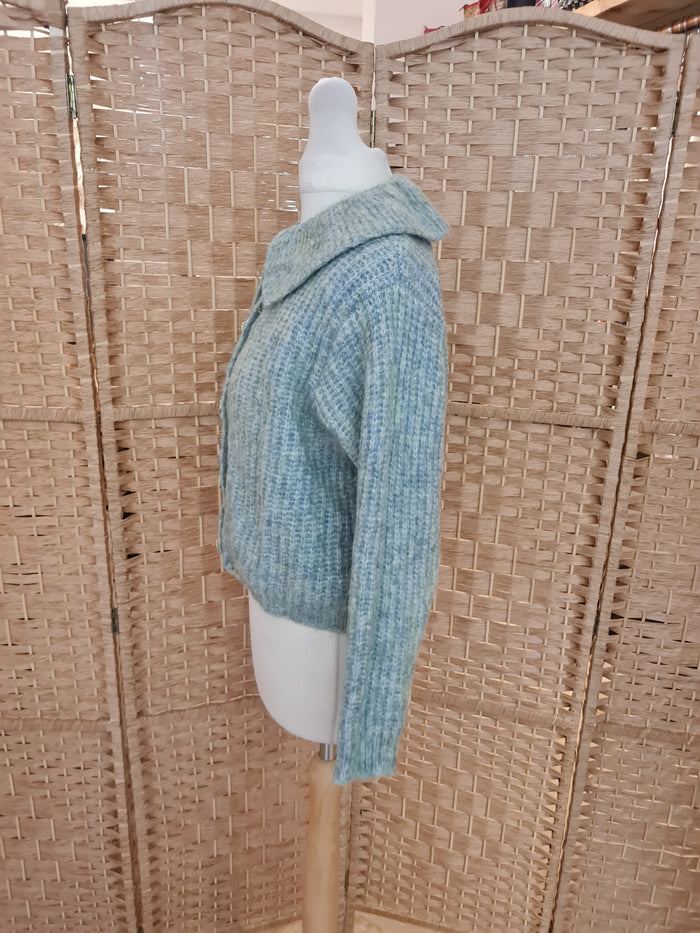 Yas Aqua Cropped Cardigan XS