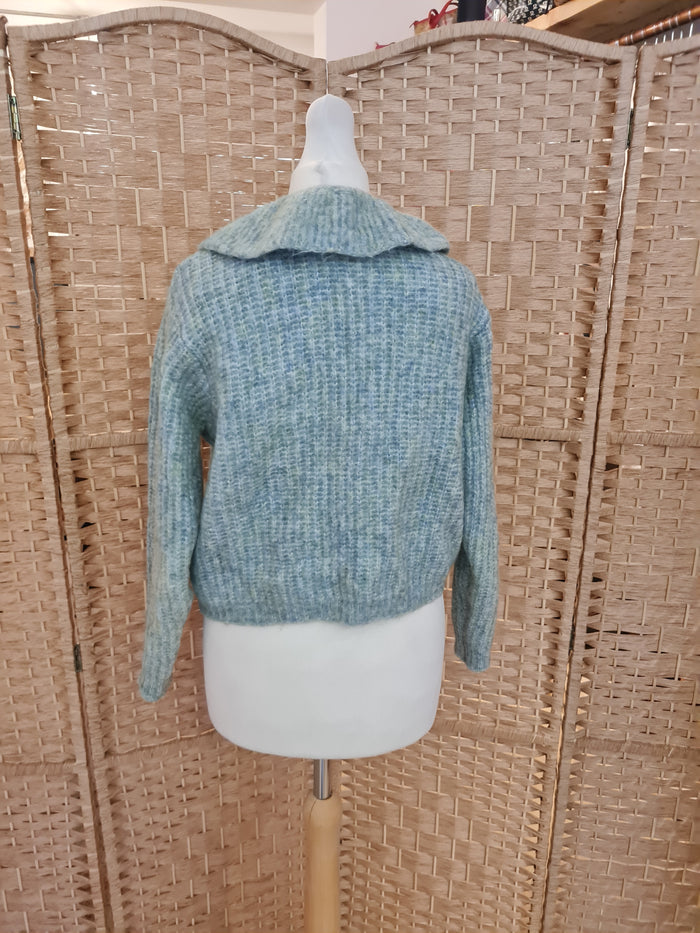 Yas Aqua Cropped Cardigan XS