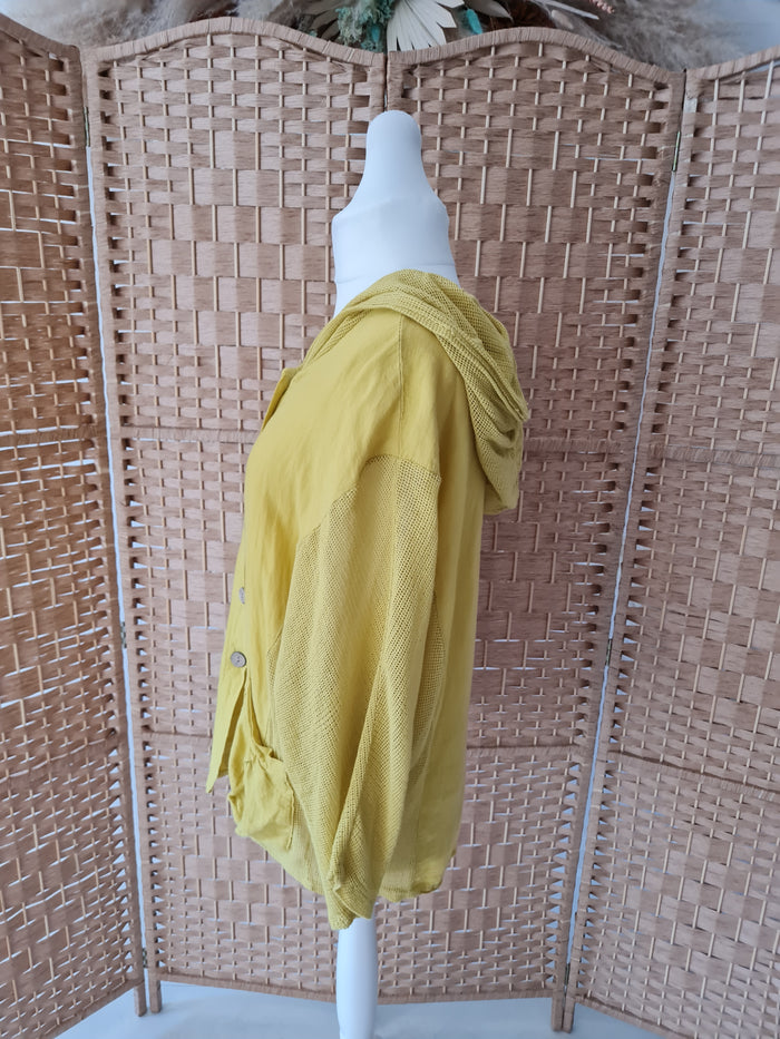 Yellow hooded linen jacket L/XL