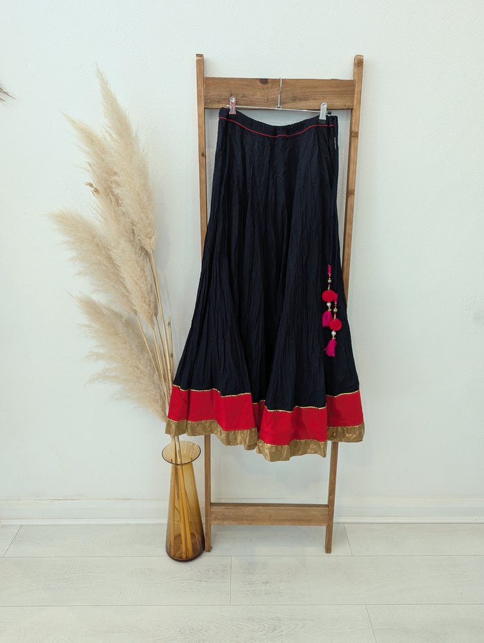 Yellow Navy PomPom skirt
