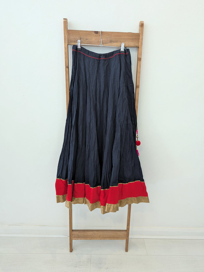 Yellow Navy PomPom skirt