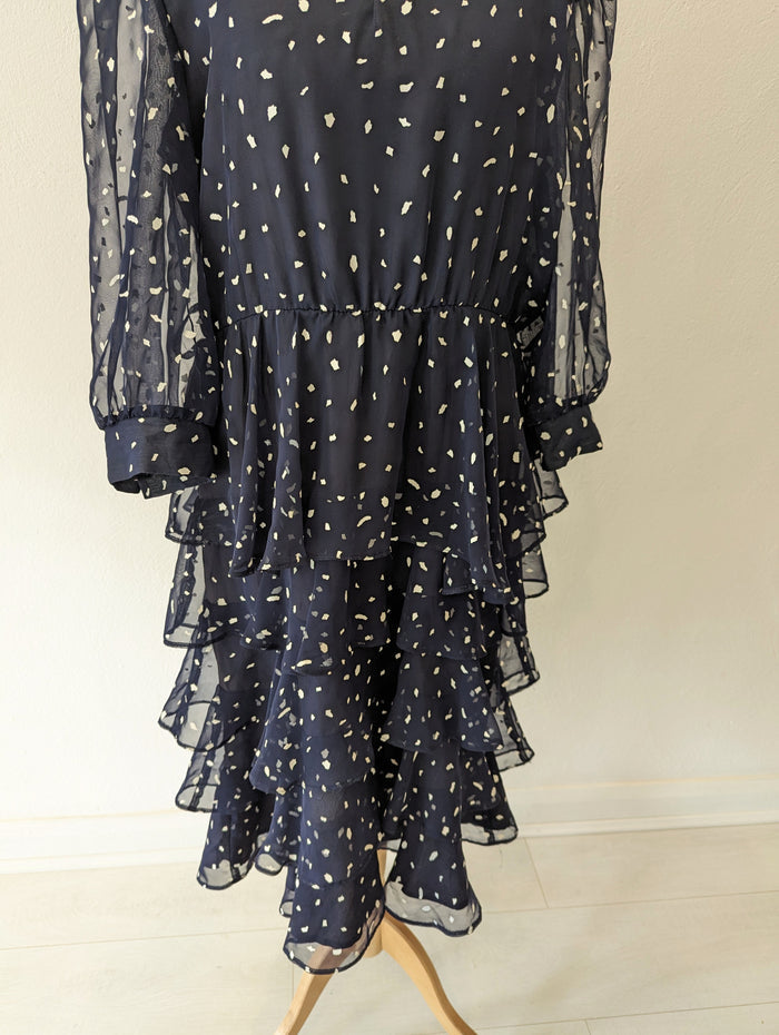 Yessica’ tiered navy spot cocktail dress - Size 12/14