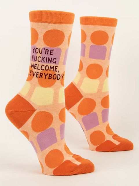 You're Fucking Welcome, Everybody W-Crew Socks BLUEQ