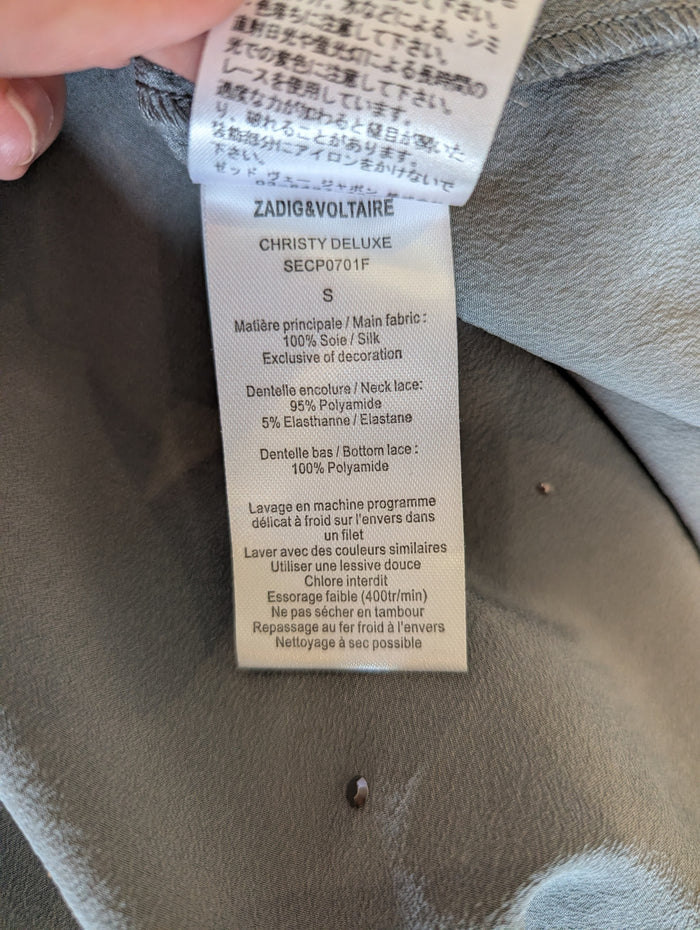 Zadig & Voltaire Grey Christy Silk Cami M