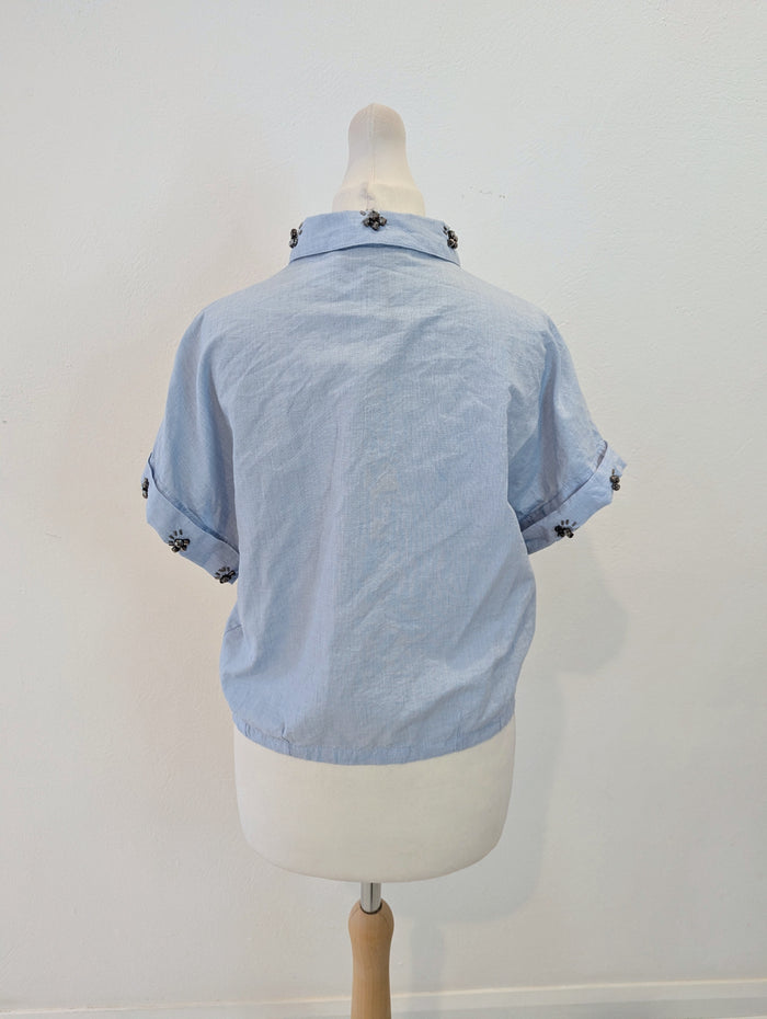 Zara Beaded Denim Shirt M