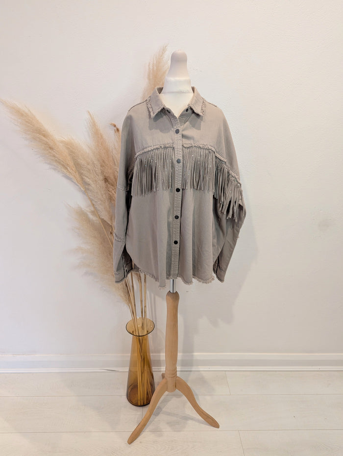 Zara Beige Fringe Jacket M