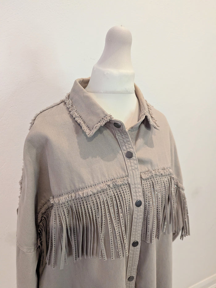 Zara Beige Fringe Jacket M