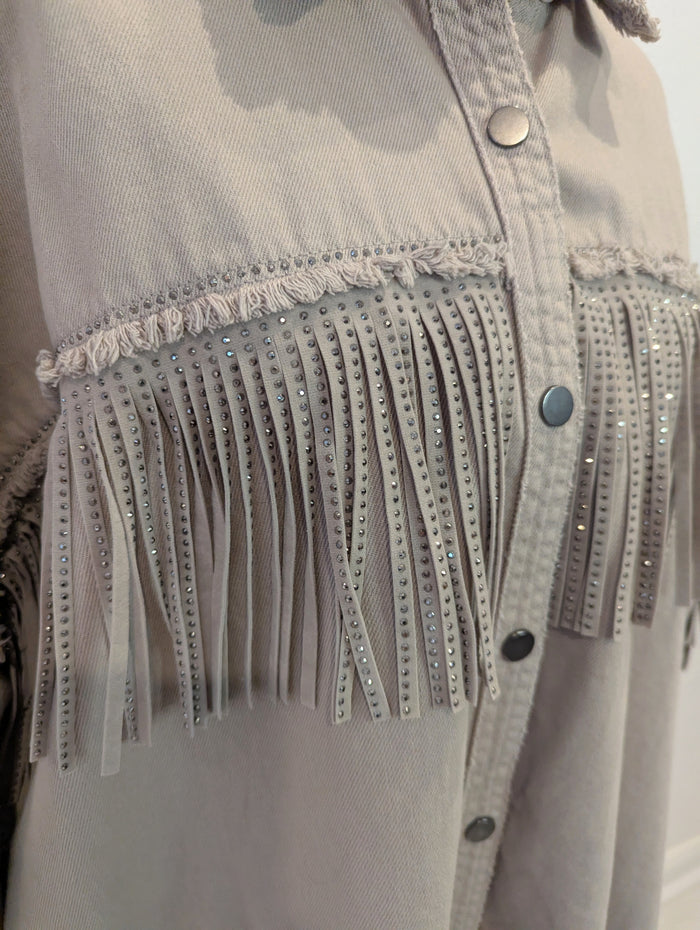 Zara Beige Fringe Jacket M