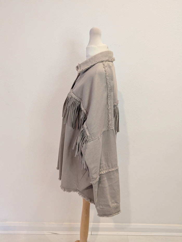 Zara Beige Fringe Jacket M
