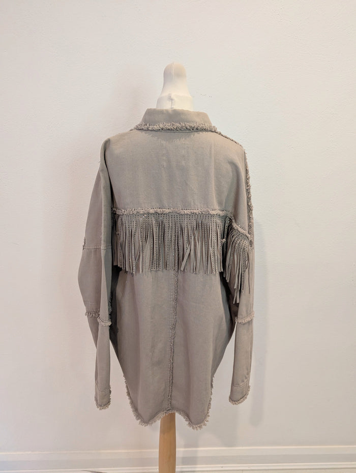 Zara Beige Fringe Jacket M