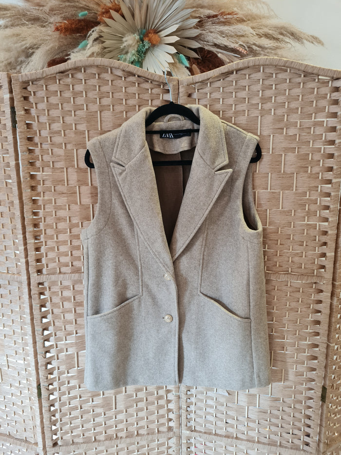 Zara Beige Gilet XS