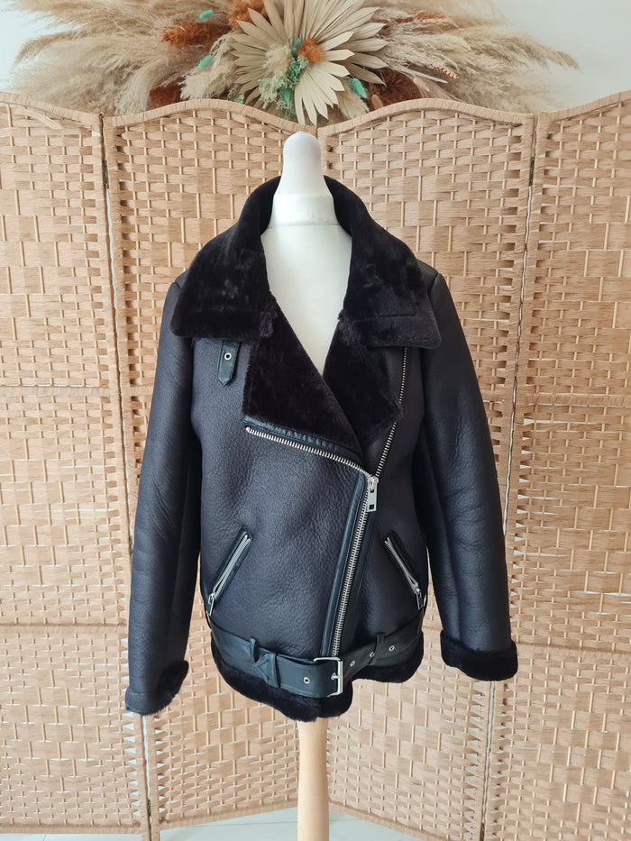Zara Black Aviator Jacket Size Small