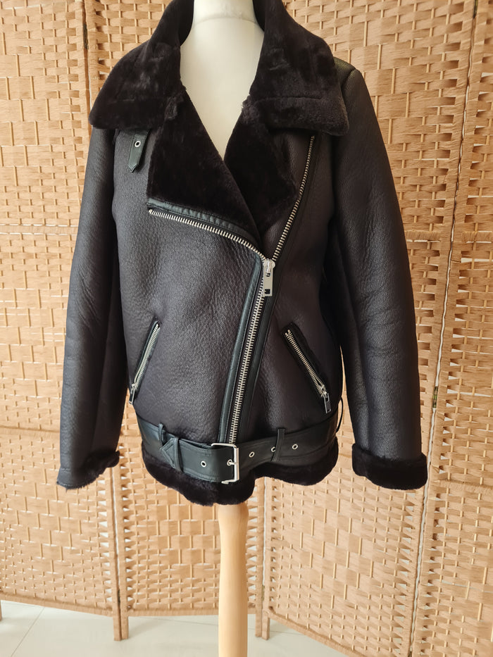 Zara Black Aviator Jacket Size Small