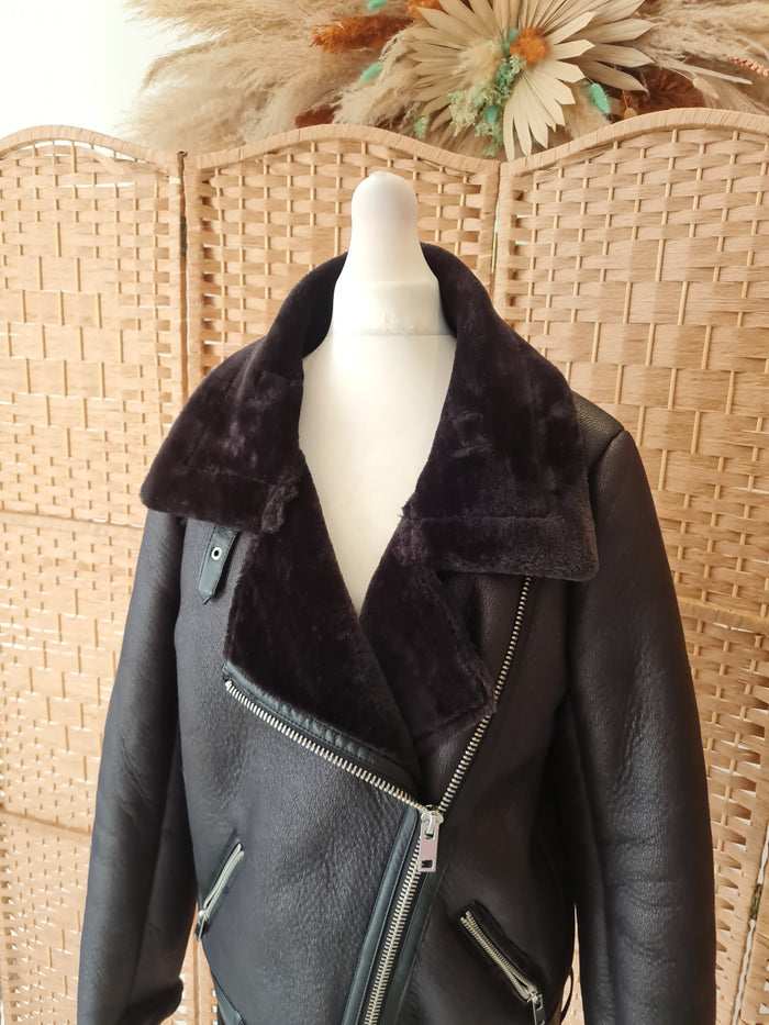 Zara Black Aviator Jacket Size Small