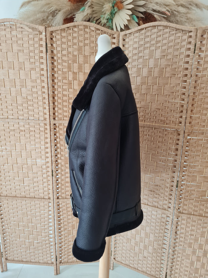 Zara Black Aviator Jacket Size Small