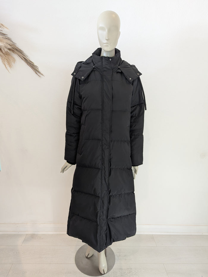 Zara Black Down Filled Puffa Coat L