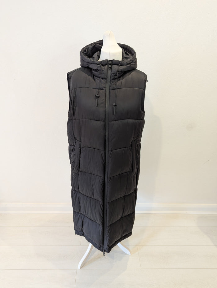 Zara black long gilet L