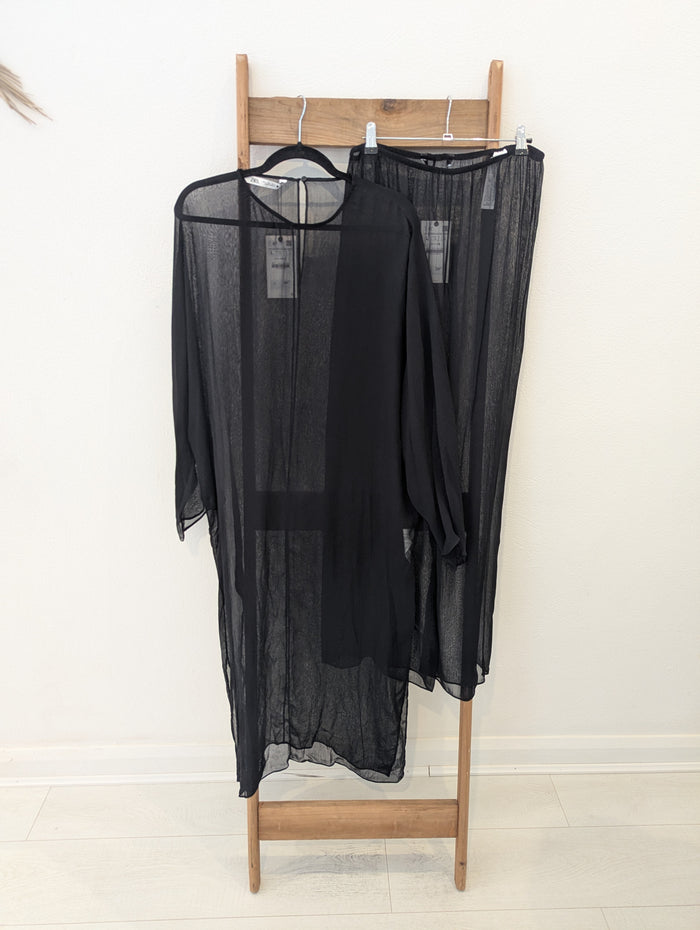 Zara black sheer coverup L NWT RRP £49.99