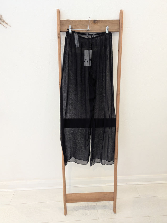 Zara black sheer trousers L NWT RRP £29.99